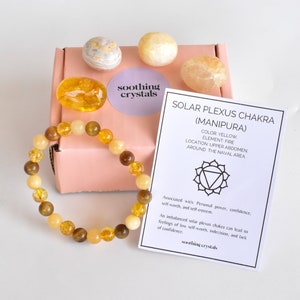 Crystal SOLAR PLEXUS Chakra&#39;s Stones, Chakra Stone Set, Tumbled Gift Stones, Spirituality Chakra kit, Chakra Balancing Stones, Solar Plexus