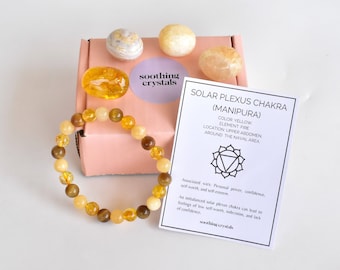 Crystal SOLAR PLEXUS Chakra's Stones, Chakra Stone Set, Tumbled Gift Stones, Spirituality Chakra kit, Chakra Balancing Stones, Solar Plexus