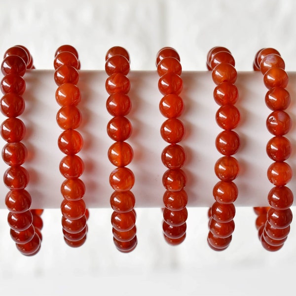 Red Onyx Bracelet A Round Bead Bracelet, Gemstone Bracelet 4mm, 6mm, 8mm, 10mm Natural Red Onyx Gemstone Spiritual Healing Crystal Beads