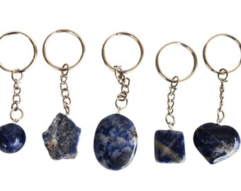 Sodalite Crystal Keychain, Crystal Keychain, Gemstone Keychain, Natural Stone Keychain, Crystal Gift, Natural Crystal Keychain, Crystal Key