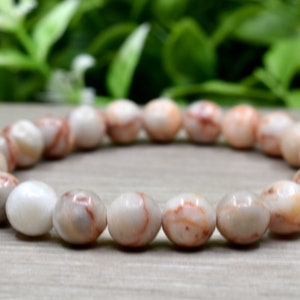 Red Picasso Jasper Bracelet A Round Bead Bracelet, Gemstone Bracelet, 6mm, 8mm, 10mm