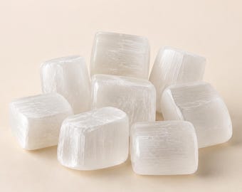 Selenite Tumbled Stones, Healing Crystals Tumbled Stones in pack sizes of 1,2,5, 100 grams and 200 grams