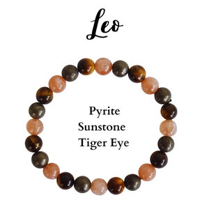 Leo Zodiac Crystals, Leo Zodiac Sign Stone Bracelet, Zodiac Gifts, Unleash Your Leo Power, Boost Confidence & Bravery, Unique Astrology Gift