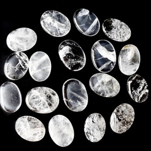 One (1) Clear Quartz Worry Stone for crystal healing - Pocket Palm Stone - Thumb Stone