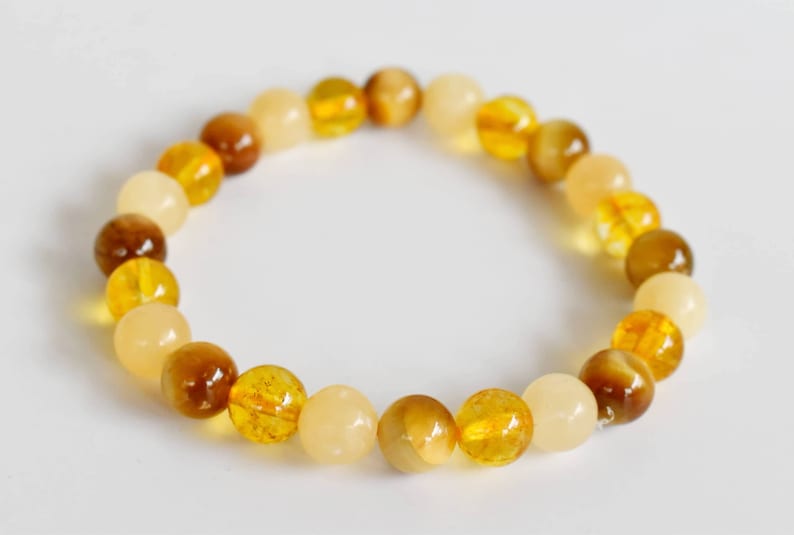 SOLAR PLEXUS Chakra Crystal Bracelet,8mm Natural Chakra Gemstone Healing Bracelet, Elevate Your Confidence, Bracelet For Solar Plexus Chakra image 3