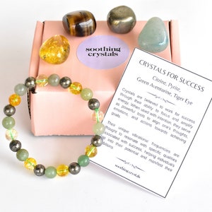 Attract SUCCESS Crystals Set, Gift For Success,Crystals for Success,Gifts Stones, Gemstone Gift Set, Successful Gift Stones Box, Healing Kit