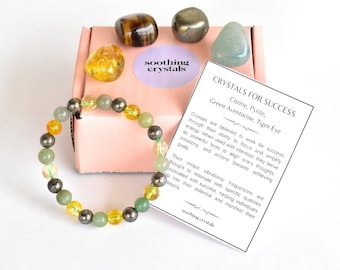 Attract SUCCESS Crystals Set, Gift For Success,Crystals for Success,Gifts Stones, Gemstone Gift Set, Successful Gift Stones Box, Healing Kit