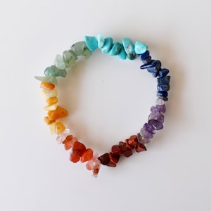 Natural Chakra Chip Bracelets,  Loose Crystal Gemstone Seven Chakra Chip Bracelets
