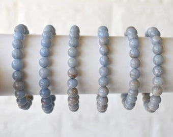 Angelite Bracelet AAA Round Bead Bracelet,  Gemstone Bracelet 4mm, 6mm, 8mm, 10mm