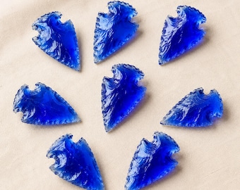 Bulk 5 uds punta de flecha de cristal azul oscuro 1,25 '' puntas de punta de lanza fabricación de joyas y envoltura de alambre, hermosa pieza de exhibición punta de flecha de piedras preciosas
