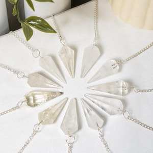 Crystal Quartz Faceted Cone Pendulum Healing Crystal Pendulum, Clear Quartz Pendulum,Elegant Dowsing Tool, Energy Balancing & Chakra Healing