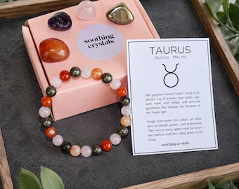 TAURUS Zodiac Kristallen Set, Astrologie Verjaardagscadeau, Astrologie Cadeau, Tumbled Stones Astrologie Set, Zodiac Taurus Crystal Stones, Zodiac Gift
