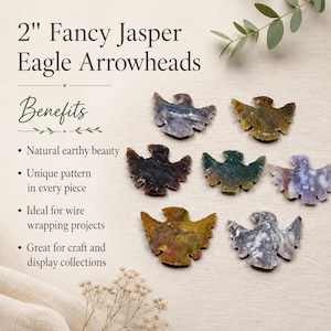 2'' Fancy Jasper Eagle Arrowheads Fabricación de joyas y envoltura de alambre, hermosa pieza de exhibición imagen 7