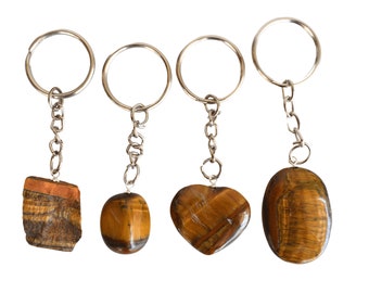 Tiger Eye Crystal Keychain, Crystal Keychain, Gemstone Keychain, Natural Stone Keychain, Crystal Gift, Natural Crystal Keychain, Crystal Key