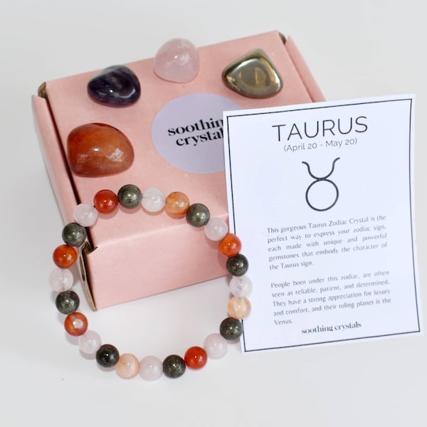 TAURUS Zodiac Crystals Set, Astrology Birthday Gift, Astrology Gift, Tumbled Stones Astrology Set, Zodiac Taurus Crystal Stones, Zodiac Gift