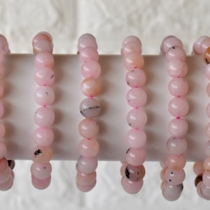 Pink Opal Bracelet 8MM A Round Bead Bracelet, Gemstone Bracelet, Pink Opal Crystal Bracelets, Pink Beaded Stones, Handmade Natural Bracelet