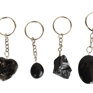 Black Obsidian Crystal Keychain, Crystal Keychain, Gemstone Keychain, Natural Stone Keychain, Crystal Gift, Natural Crystal Keychain