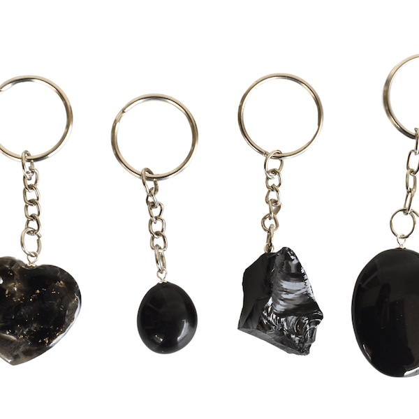 Black Obsidian Crystal Keychain, Crystal Keychain, Gemstone Keychain, Natural Stone Keychain, Crystal Gift, Natural Crystal Keychain