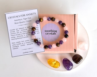 Calming ANXIETY Crystals Set, Gift For Anxiety | Stress Relief Crystal Set Stones | Healing Crystals For Anxiety | Set For Anxiety Gemstones