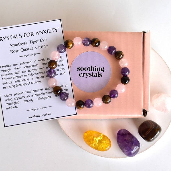 Calming ANXIETY Crystals Set, Gift For Anxiety | Stress Relief Crystal Set Stones | Healing Crystals For Anxiety | Set For Anxiety Gemstones