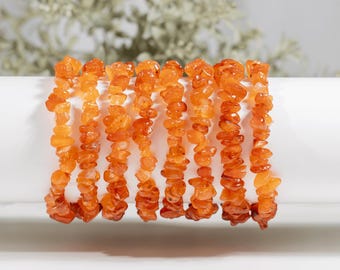 Carnelian Chip Bracelets, Loose Crystal Gemstone Chip Bracelets ~ Healing Chakra Chip Bracelet