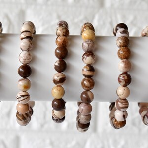 Brown Zebra Jasper Bracelet, A Round Bead Bracelet,  Gemstone Bracelet, 6mm, 8mm, 10mm