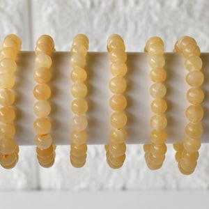 Honey Calcite Bracelet Round Bead Bracelet,Handmade Stretch Bracelet 4mm, 6mm, 8mm, 10mm Gemstone Beaded Bracelet,Crystal Honey Calcite Bead
