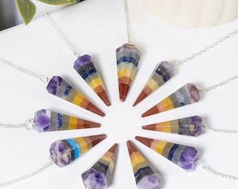 Bonded Chakra Faceted Cone Pendulum Healing Crystal Pendulum