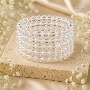 Bransoletka z kryształu kwarcu Bransoletka z okrągłych koralików AAA, Bransoletka z kamieni szlachetnych 4 mm, 6 mm, 8 mm, 10 mm