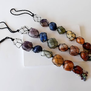7 chakra's getrommelde steen autohanger, natuurlijke genezing hangend kristallen ornament met kwastje, groothandel in bulkstenen, auto- en woondecoratiecadeau