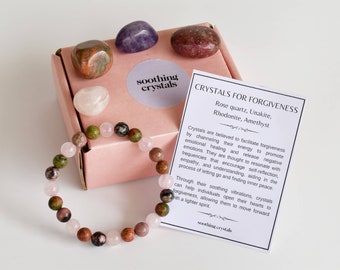 Encourage FORGIVENESS Crystals Set, Gift For Forgiveness, Crystal Stones, Healing Forgive Gemstones Kit, Healing Set, Forgiveness Box Set