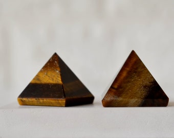 One (1) Tiger Eye Crystal Pyramid - Crystal Grid And Chakra Balancing Pyramid