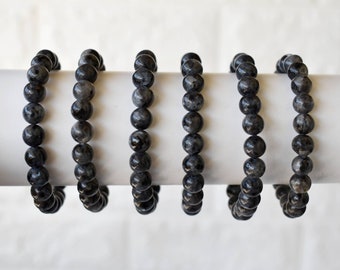 Black Labradorite Bracelet A Round Bead Bracelet,  Gemstone Bracelet 4mm, 6mm, 8mm, 10mm