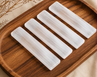 Selenite 6 inch Charging Plate, Polished Selenite Slab, Selenite Charging Bar For Cleansing Meditation & Charging Crystals, Selenite Plate