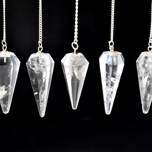Crystal Quartz Faceted Cone Pendulum Healing Crystal Pendulum, Clear Quartz Pendulum,Elegant Dowsing Tool, Energy Balancing & Chakra Healing