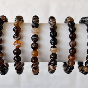 Schwarzes Sulemani Achat Armband AAA Rundes Perlenarmband, Edelstein Armband, 6mm, 8mm, 10mm