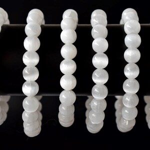 Selenite Bracelet AAA Round Bead Bracelet, Gemstone Bracelet, 6mm, 8mm, 10mm