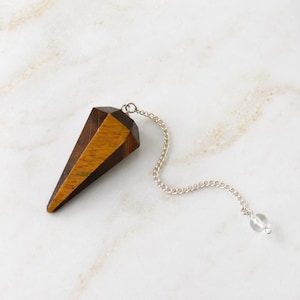 Tiger Eye Faceted Cone Pendulum Healing Crystal Pendulum