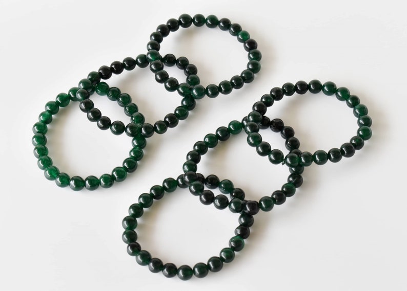 Green Jade Bracelet A Round Bead Bracelet, Gemstone Bracelet 4mm, 6mm, 8mm, 10mm image 8
