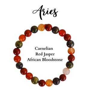 Aries Zodiac Crystals, Aries Zodiac Sign Stone Bracelet, Zodiac Gifts, Zodiac Crystal Bracelet, Zodiac Necklace