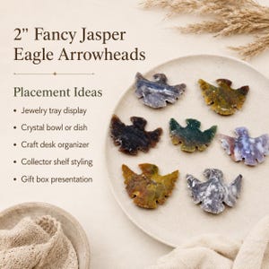 2'' Fancy Jasper Eagle Arrowheads Fabricación de joyas y envoltura de alambre, hermosa pieza de exhibición imagen 9