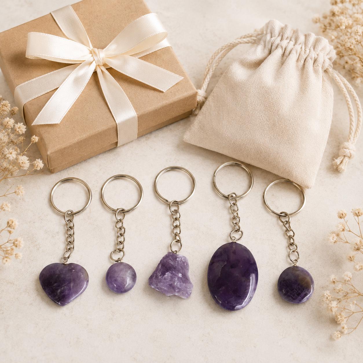 Amethyst Crystal Keychain, Crystal Keychain, Gemstone Keychain