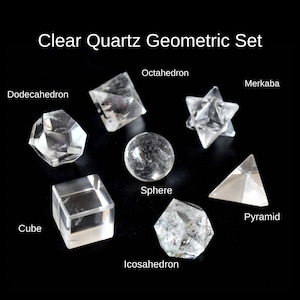 7 pcs Crystal Quartz Platonic Solids Sacred Geometric Set Crystal Geometry Set