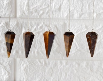Tiger Eye Faceted Cone Pendulum Healing Crystal Pendulum