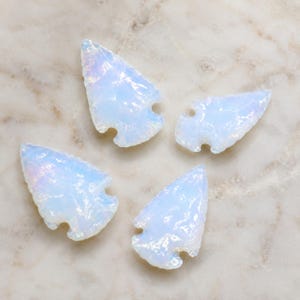 1.25'' Opal Glass Arrowhead Points Spearhead Jewelery Making And Wire Wrapping, Beautiful Display Piece Gemstone Arrowhead