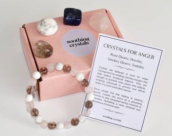 Control ANGER Crystals Set, Gift For Anger, Crystal Stones, Anger Crystal Set, Crystal For Anger Gift Set, Stones For Control Anger Gift Box
