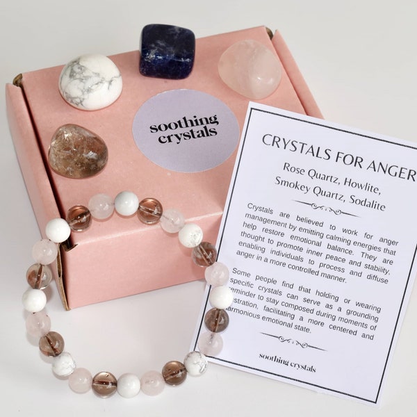 Control ANGER Crystals Set, Gift For Anger, Crystal Stones, Anger Crystal Set, Crystal For Anger Gift Set, Stones For Control Anger Gift Box