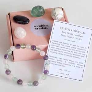 CALM Crystals Gift Set, Gift For Calm, Crystal Stones, Gifts Set For Calming Stones, Gift Box, Healing Crystals For Calm, Crystals Gift,
