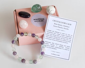 CALM Crystals Gift Set, Gift For Calm, Crystal Stones, Gifts Set For Calming Stones, Gift Box, Healing Crystals For Calm, Crystals Gift,