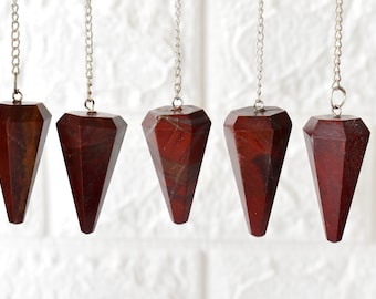 Red Jasper Faceted Cone Pendulum Healing Crystal Pendulum